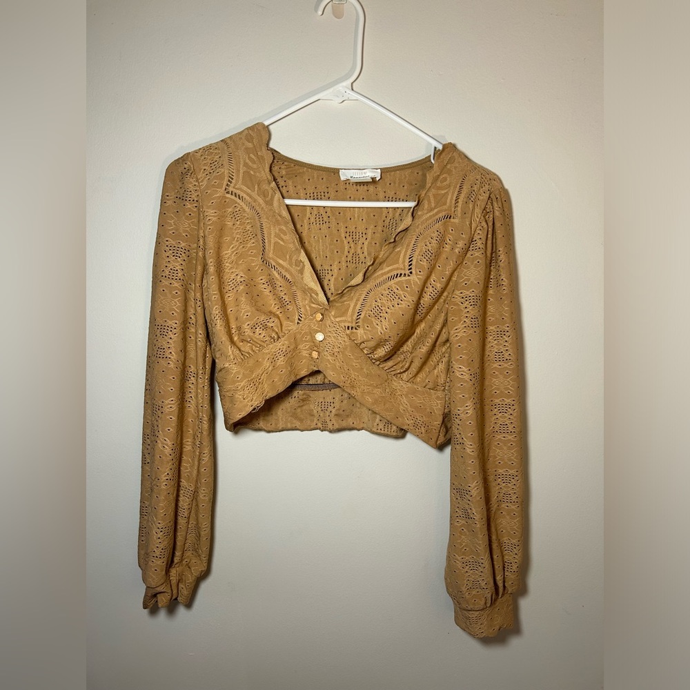 Boho button down crop